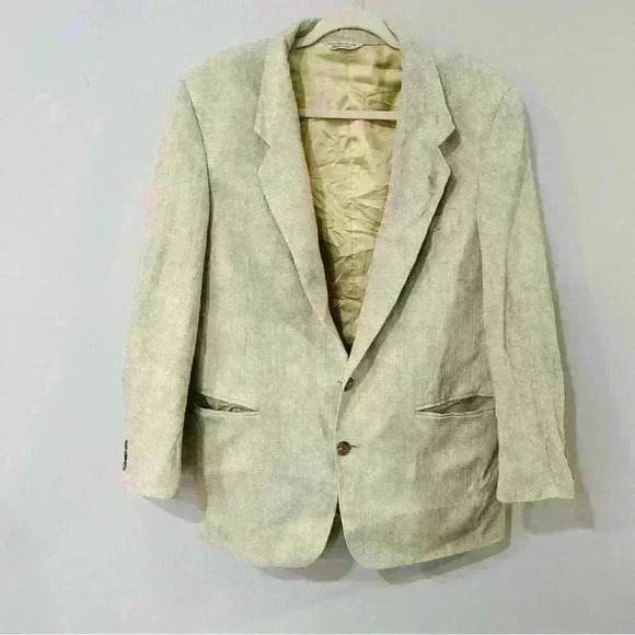 Adolfo Silk And Wool Ivory Beige Blazer Suit Sport Jacket For Men - Picture 1 of 4
